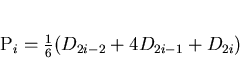 \begin{displaymath}
P_{i}=\frac{1}{6}(D_{2i-2}+4D_{2i-1}+D_{2i})
\end{displaymath}